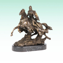 Рыцарь Металлическую Скульптуру Лошади Солдат-Деко Бронзовая Статуя Т-451
